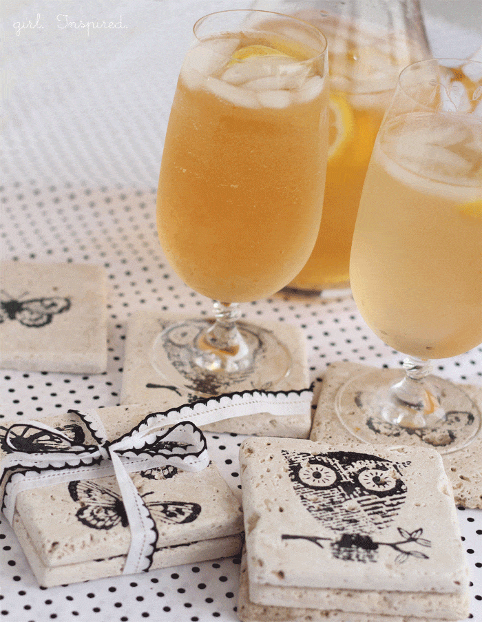 How to Make Stamped Tumbled Tile Coasters - An Artful Mom