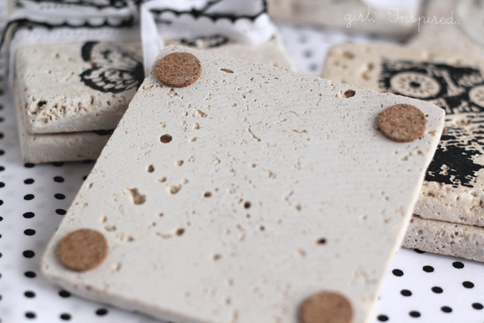 Turn Tiles into Coasters by Stamping them with Paint! 