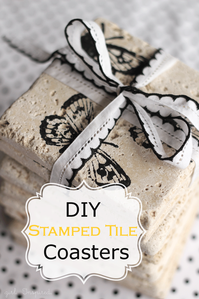 Turn Tiles into Coasters by Stamping them with Paint!