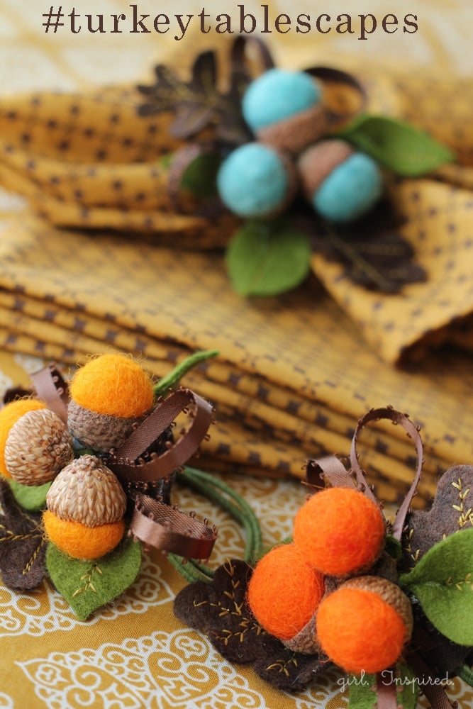 Autumn Acorn Napkin Rings #DIY #turkeytablescapes