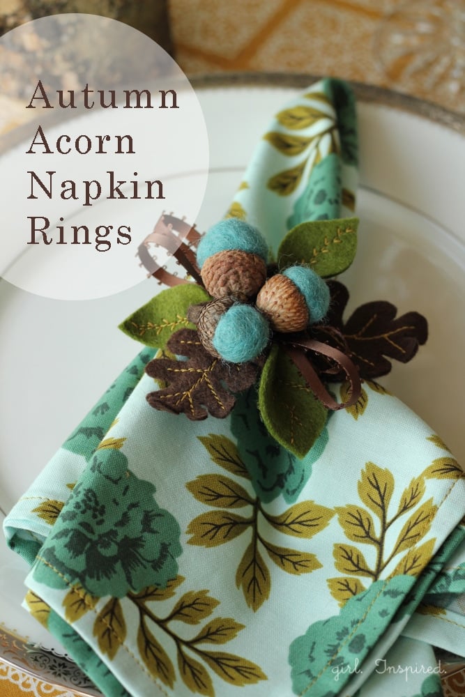 Autumn Acorn Napkin Rings #DIY #turkeytablescapes