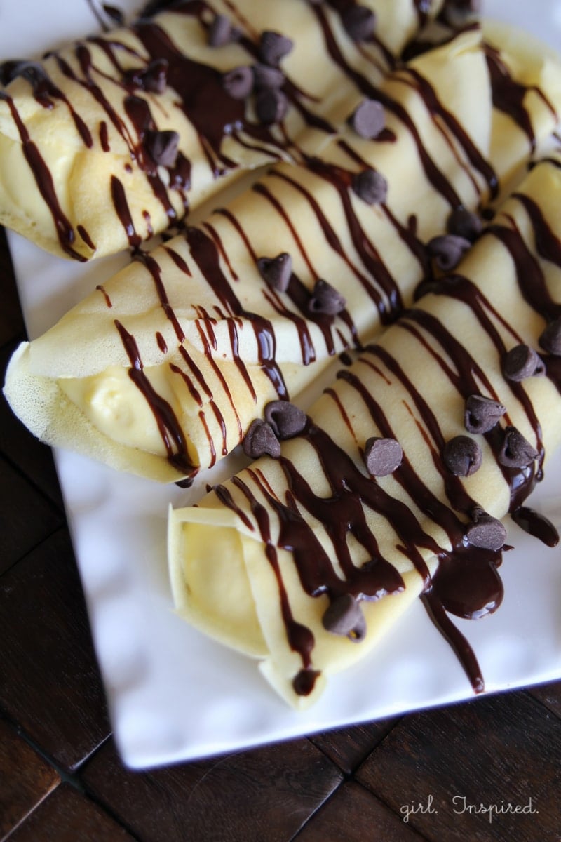 Boston Cream Pie Dessert Crepes - perfect for special occasions, bridal showers, anniversaries