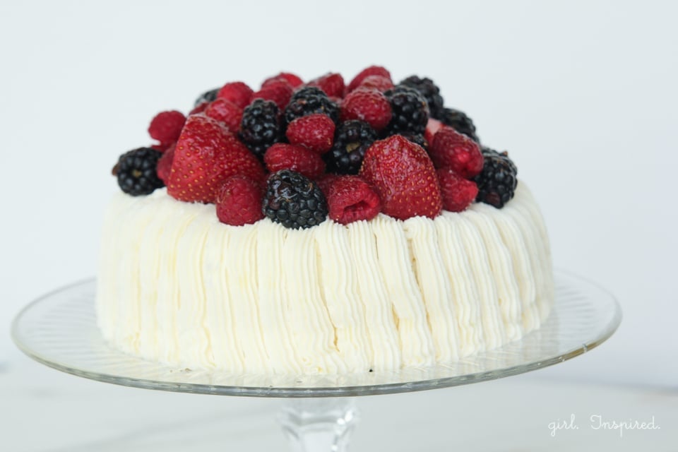 Berry Topped Cake - so easy to decorate with stunning results.