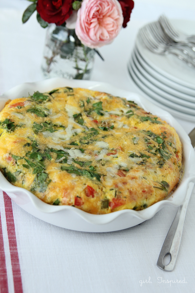 Cheesy Egg Bake serves 12 people - uses all your omelet favorites!