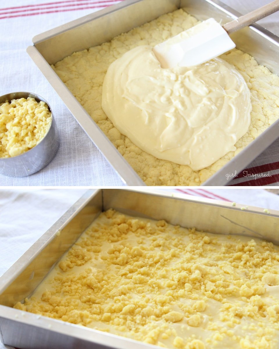 Lemon Cream Cheese Cookie Bars - a chewy cookie base topped with a lemon cream cheese filling