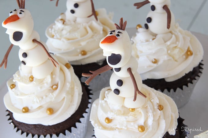Olaf Cupcakes for Frozen birthday party!