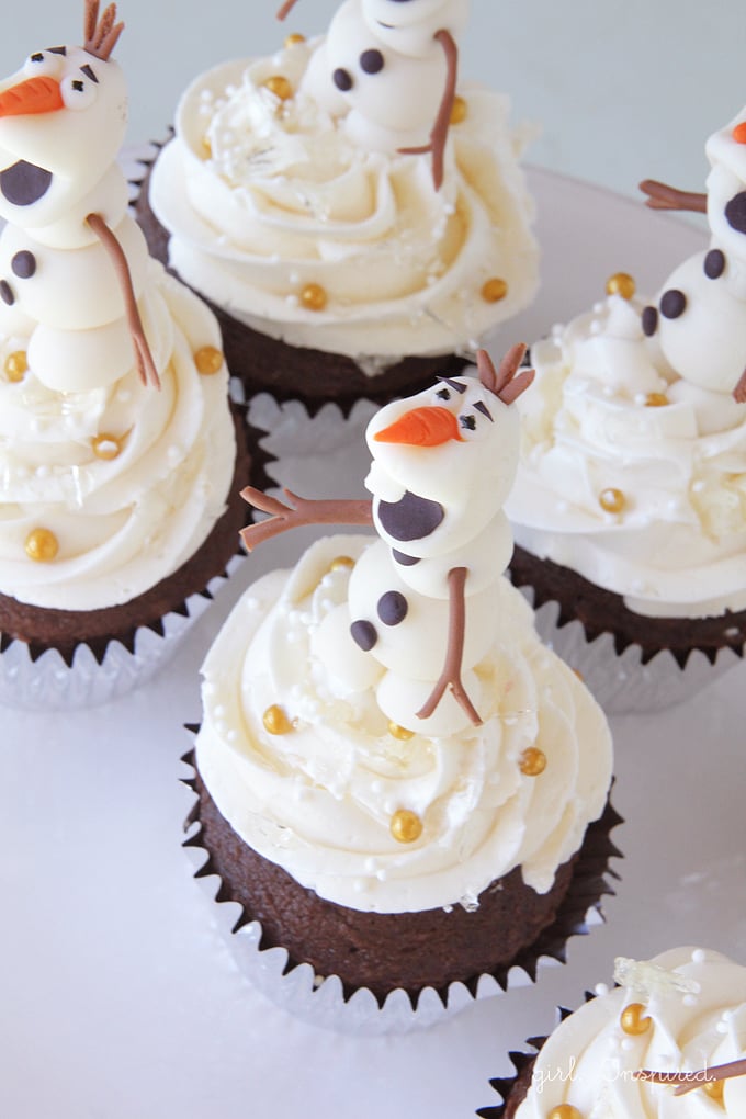 Olaf Cupcakes for Frozen birthday party