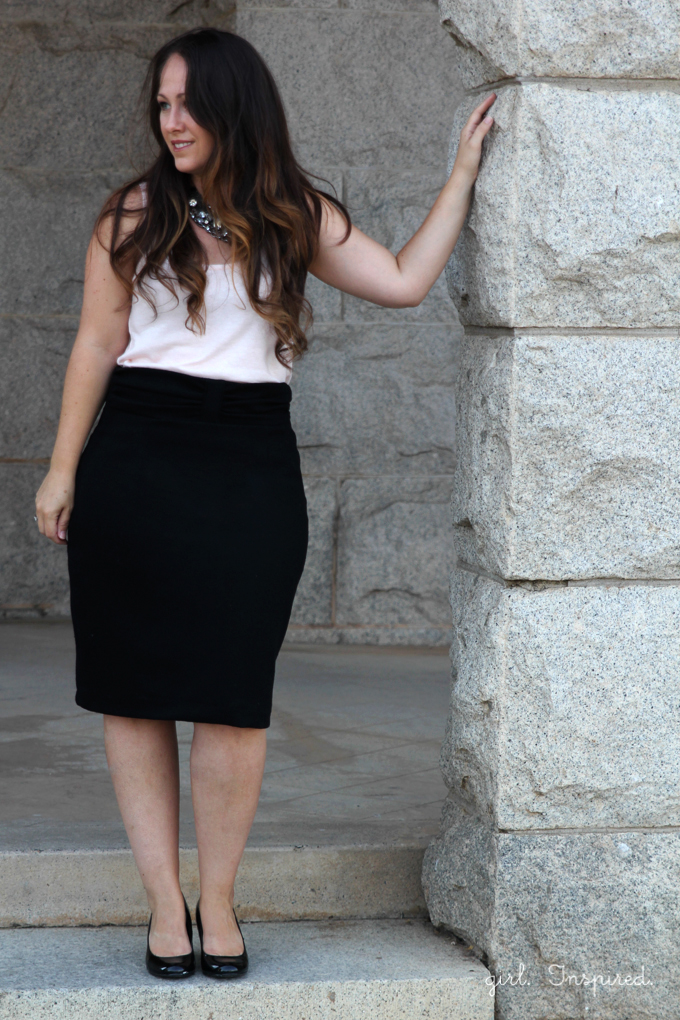 Pleated Pencil Skirt with Ruched Waistband - so simple to tweak this pencil skirt pattern!
