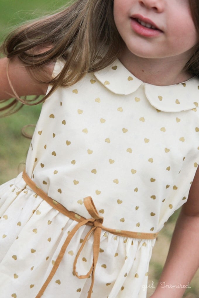 Gold Hearts Dress - dress pattern at fiveandtendesigns.com