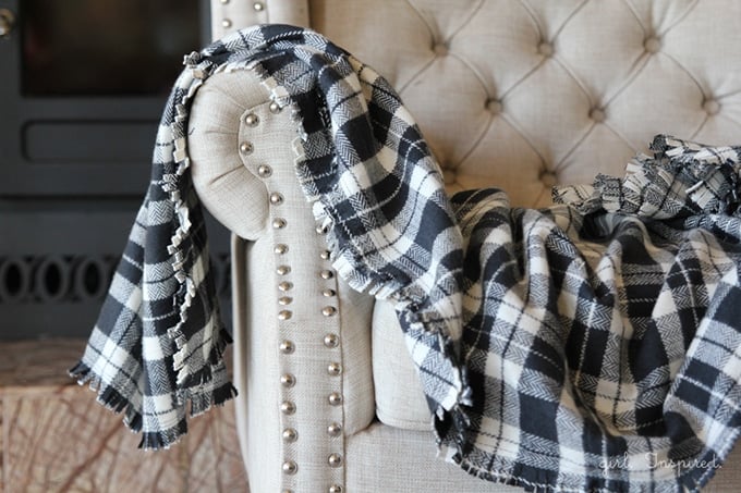 Make a cozy Flannel Fringe Blanket - so simple, you could even make this no-sew!