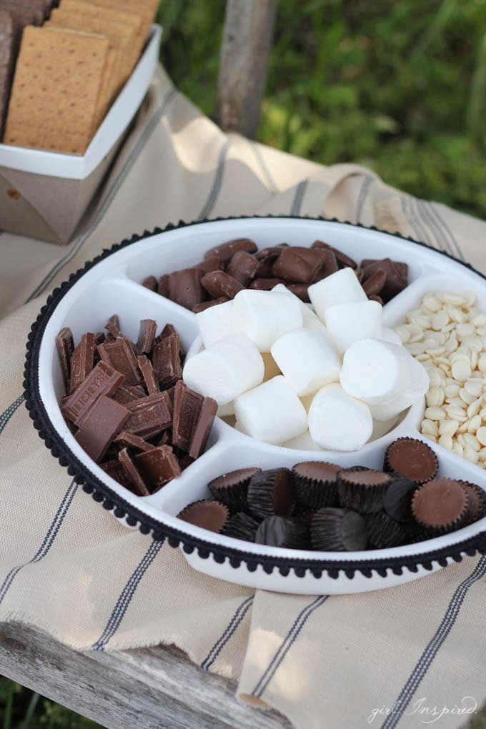 S'Mores Party - load all the s'mores fixin's into a chip and dip tray!