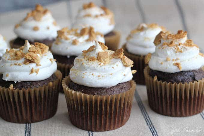 Use White Mountain Frosting to toast up some S'mores Cupcakes!