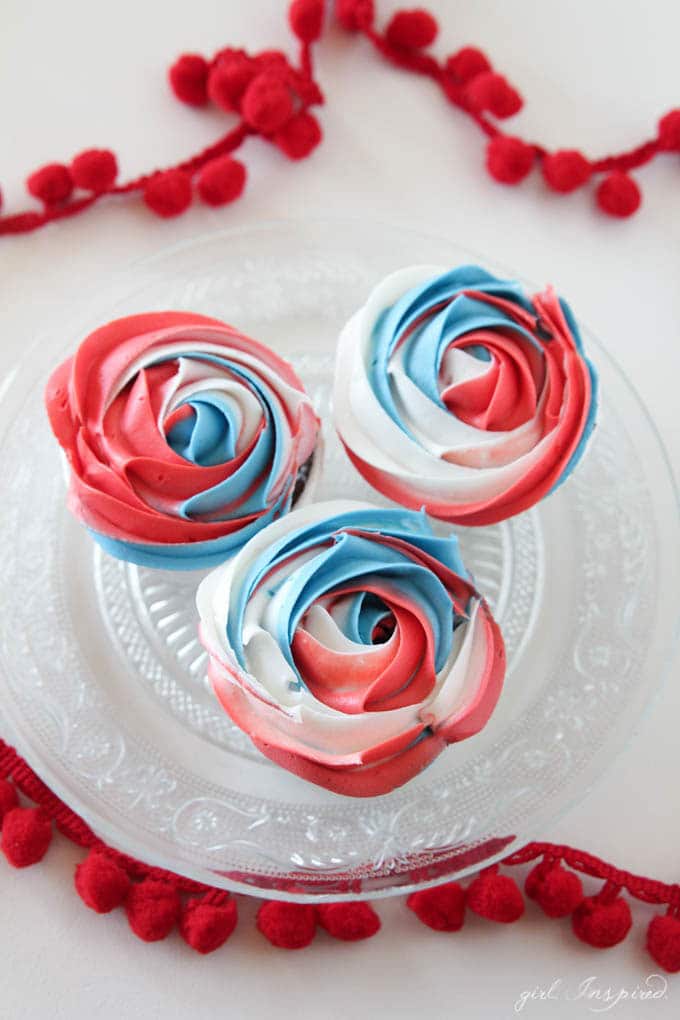 Patriotic Cupcakes - swirl together red, white, and blue for these stand-out cupcakes!