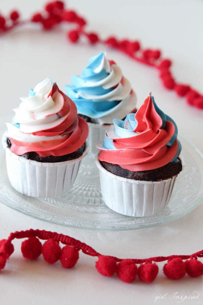 Patriotic Cupcakes - swirl together red, white, and blue for these stand-out cupcakes!