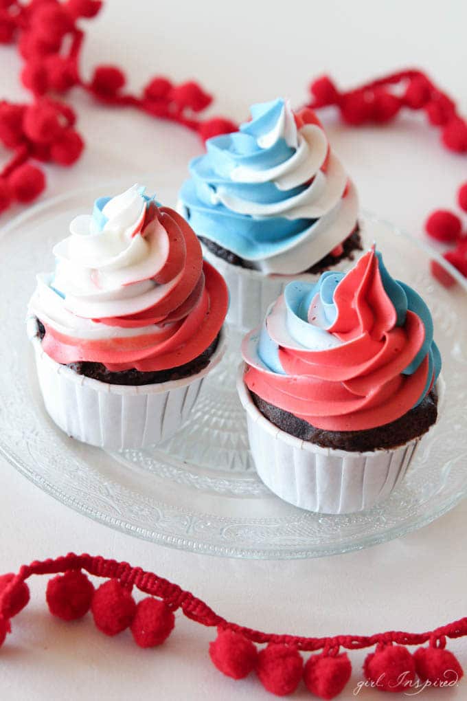 Patriotic Cupcakes - swirl together red, white, and blue for these stand-out cupcakes!