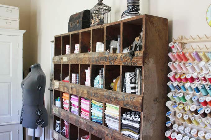 Sewing Storage Tower - Sewing Room Organization