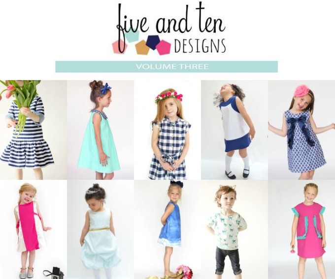 10 Girls' A-line Dress Patterns in one! The 5&10 Volume Three pattern book is available at www.fiveandtendesigns.com