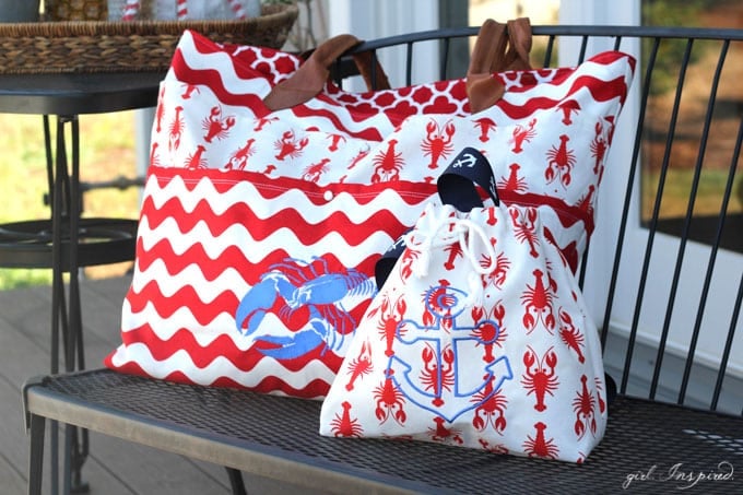 Summer Beach Bags - super cute beach bags with home dec fabric + backpack tutorial