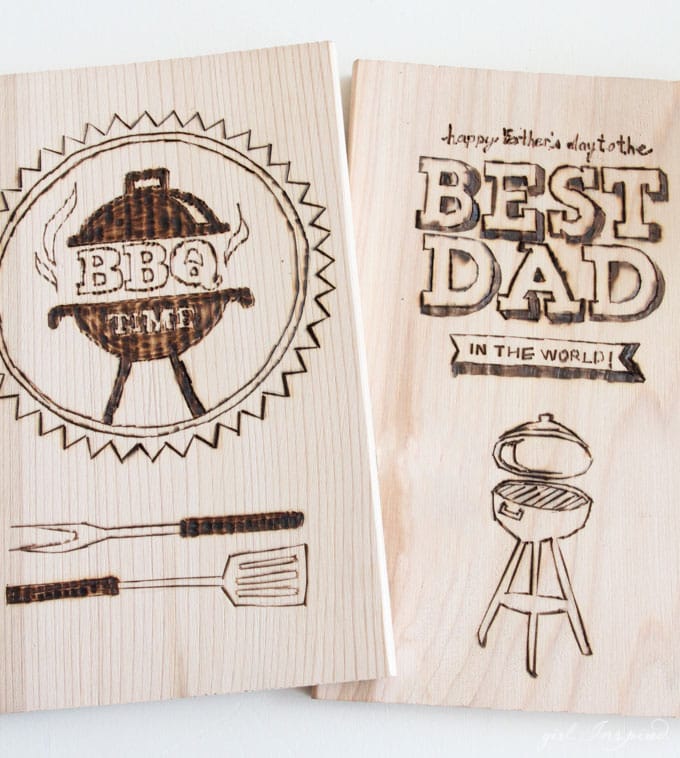 Personalized Cedar Planks - use a wood burning tool to create fun, unique gifts for dad!