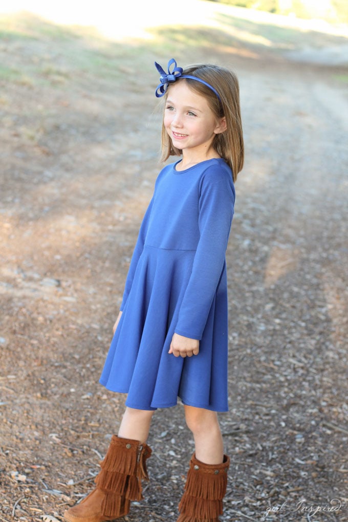 Step-by-step tutorial to make this darling knit twirl dress by altering a basic dress pattern.