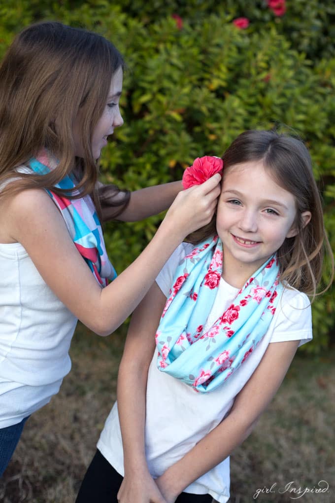 An infinity scarf is the perfect sewing project for kids!