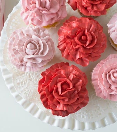 Make this beautiful Rose Cupcakes with just two piping tips and this easy technique!