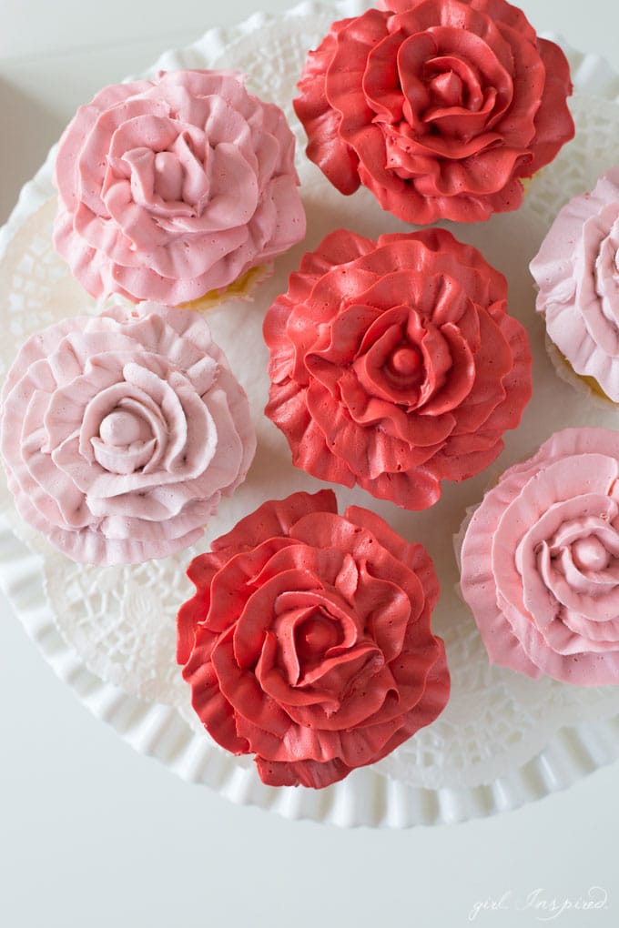 Make these beautiful Rose Cupcakes with just two piping tips and this easy technique!