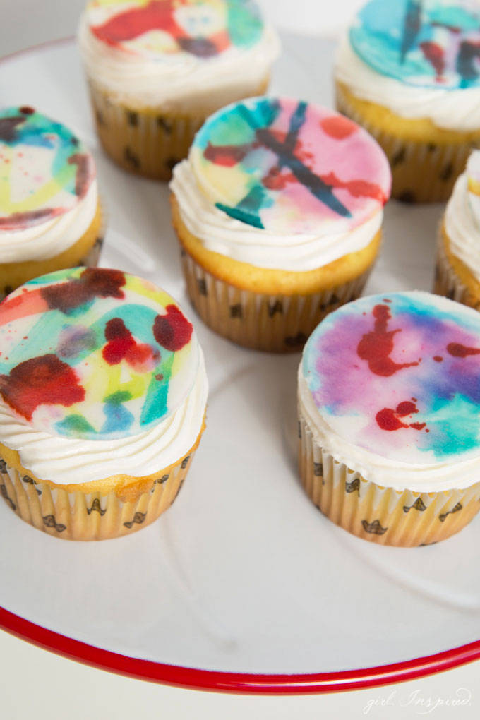 These Watercolor Cupcakes are fun for art parties/events!