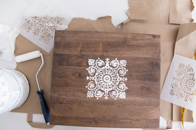 DIY Stenciled Side Table - Personalize and customize unfinished furniture with stain, paint, and stenciling.