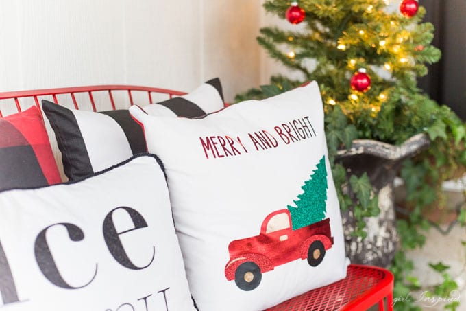 Create these festive and beautiful Christmas pillows with custom iron-on designs.