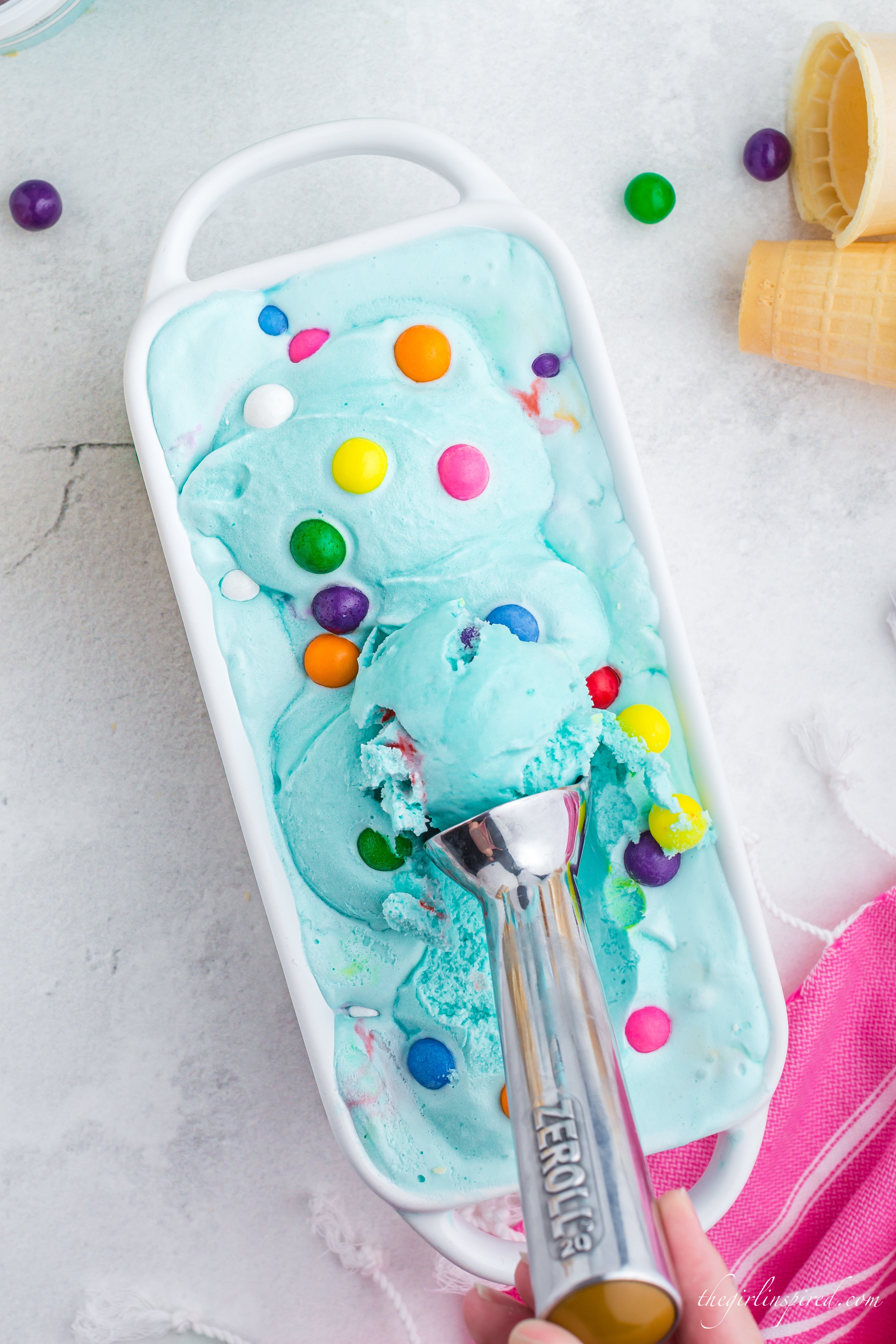 Homemade Blue Bubble Gum Ice Cream - girl. Inspired.