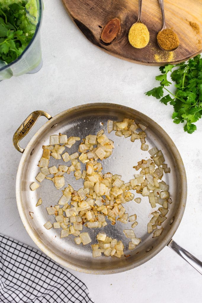 browned onions in a saute pan