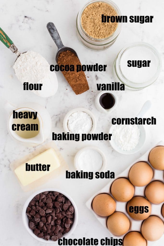 ingredients set out for cookies in various scoops and bowls