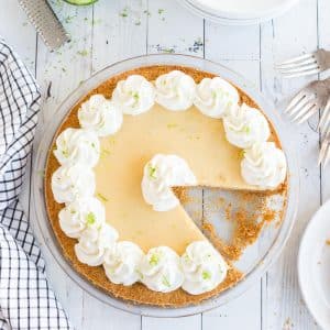 key lime pie with slice removed