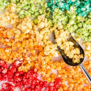 Rainbow Popcorn spread out to see all the colors.