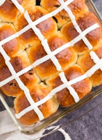 Baked Bread Maker Hot Cross Buns with icing.