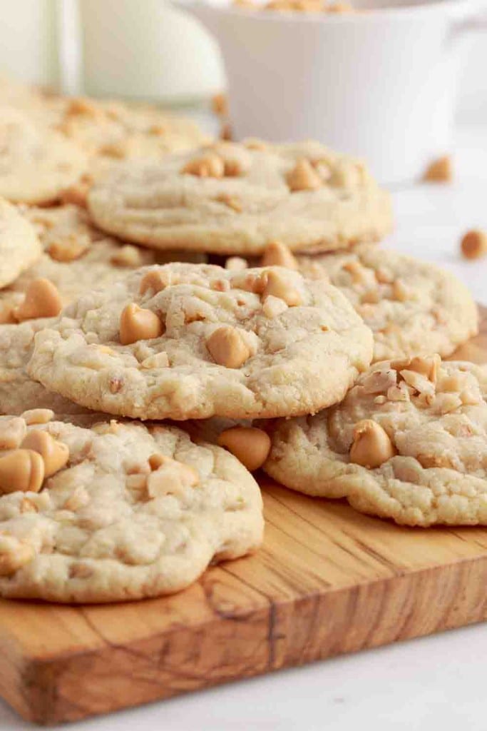 butterscotch toffee cookies on a cutting board