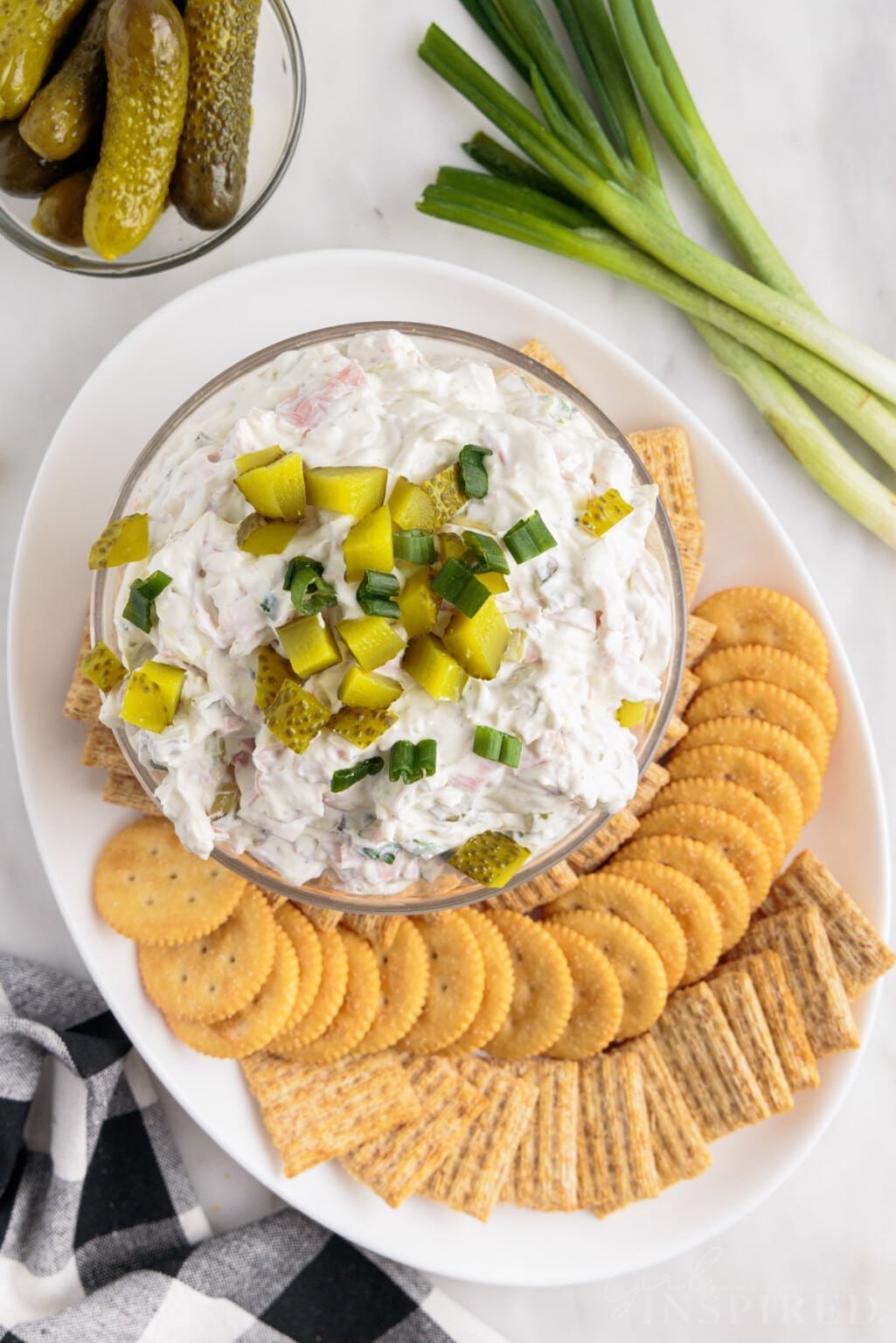 Dill Pickle Dip with Ham girl. Inspired.