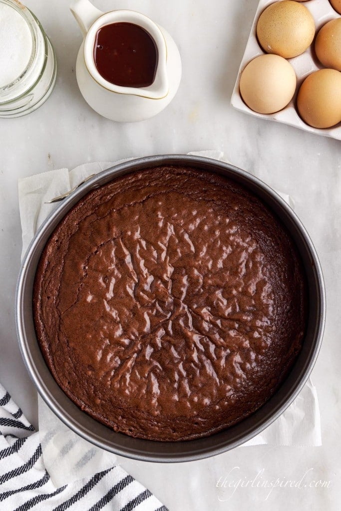 baked brownies in pan.