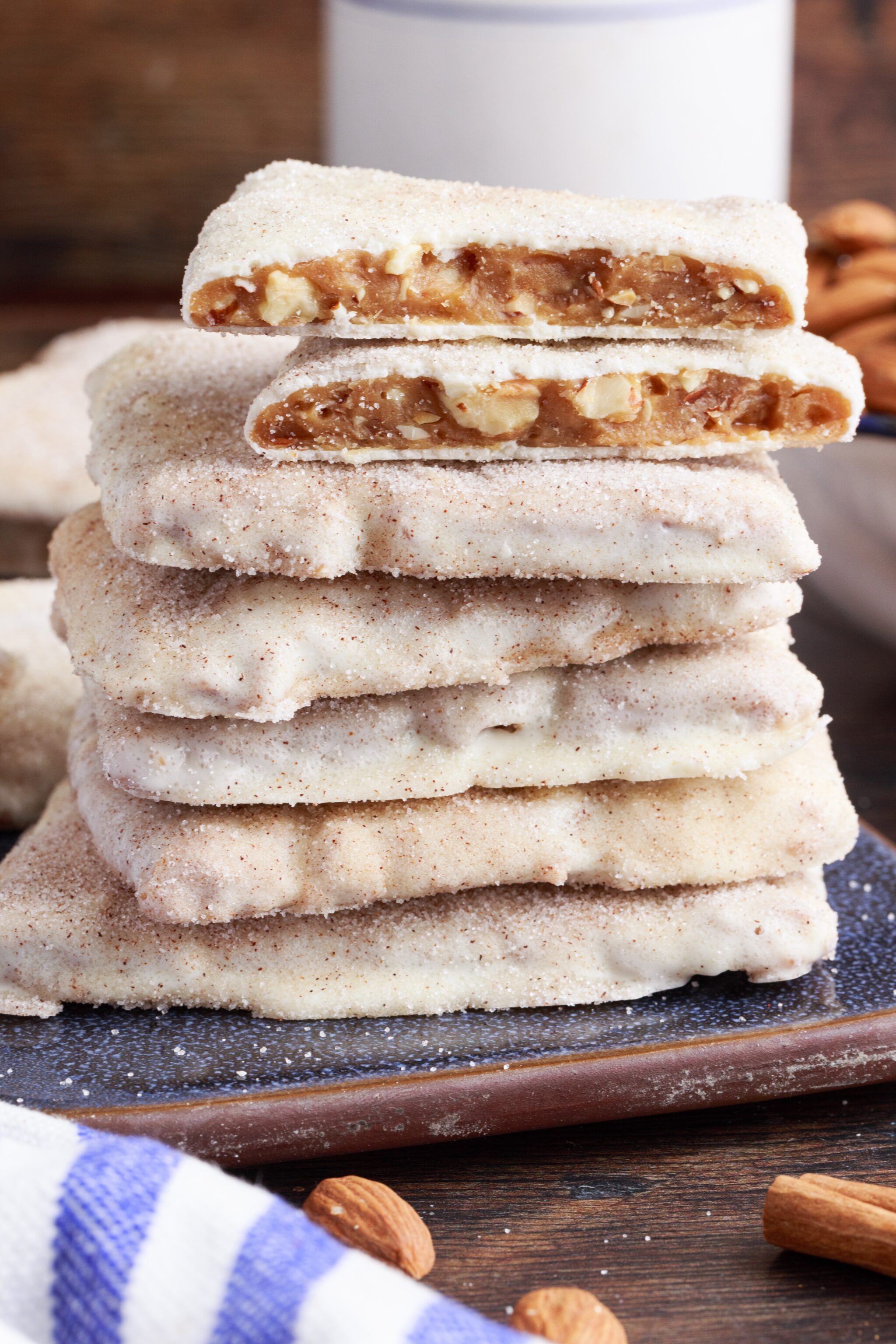 Disneyland churro toffee pieces in a stack.