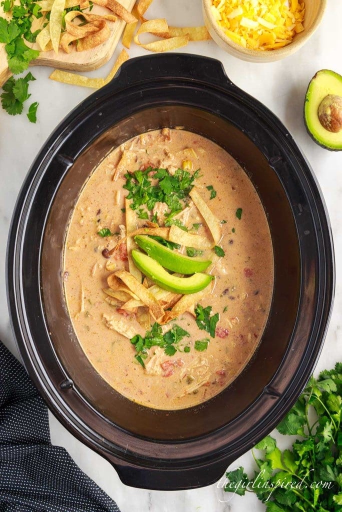 Creamy Chicken Tortilla Soup (Crock Pot Recipe) - girl. Inspired.