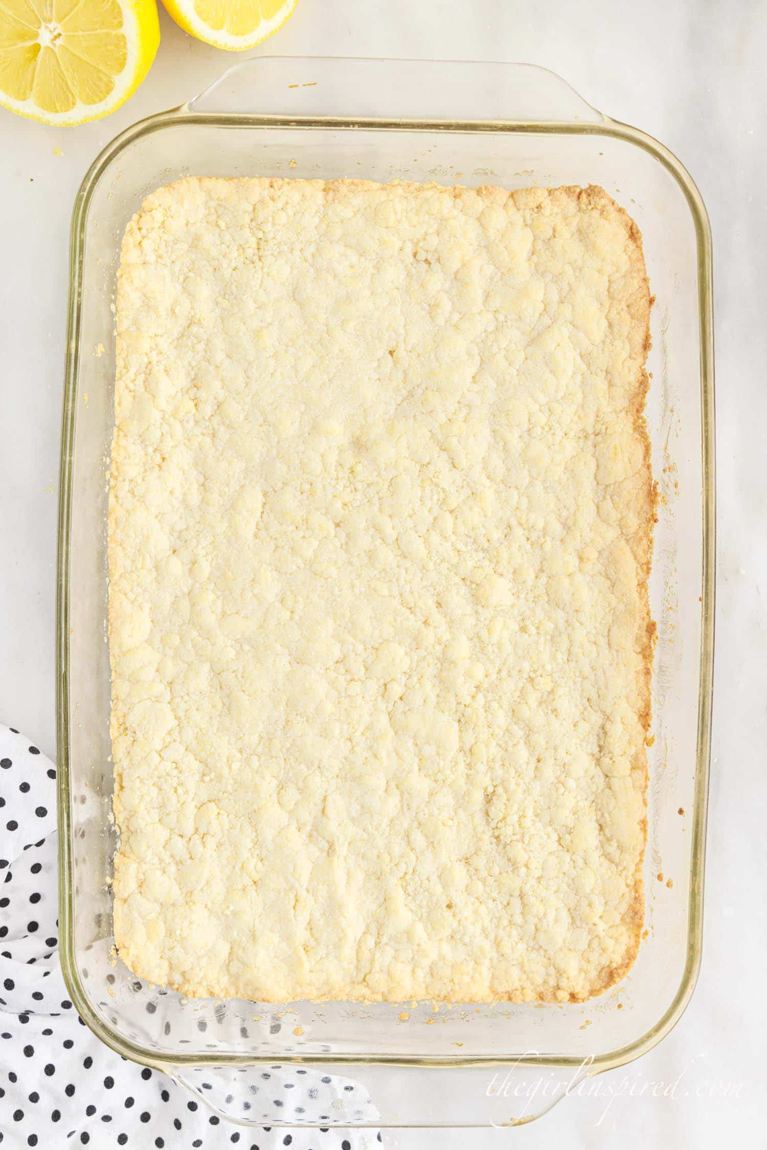 lemon pie bar crust in bottom of pan