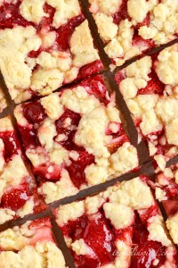 strawberry bars cut into squares