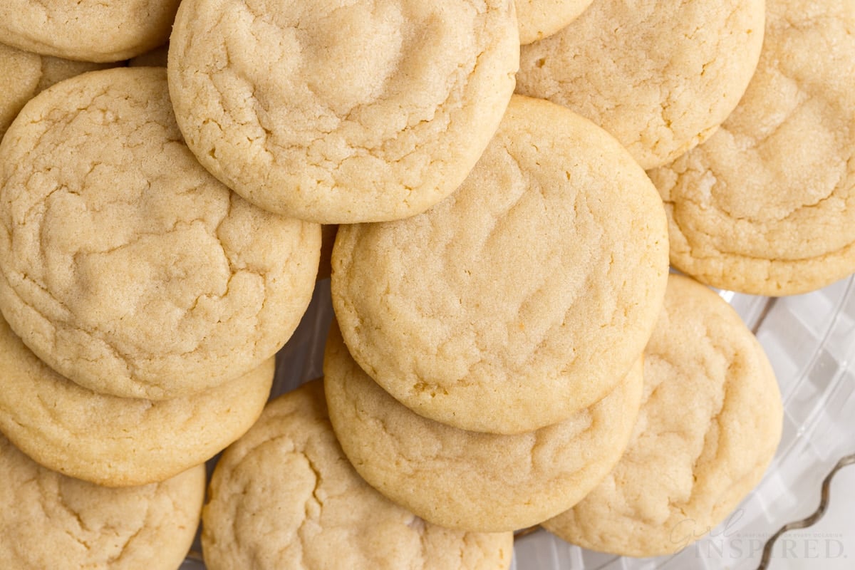close up of soft baked homemade sugar cookies