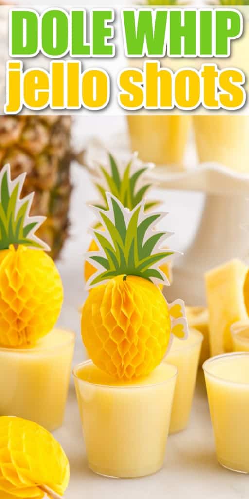 pineapple jello shots with decorative party garnish on top