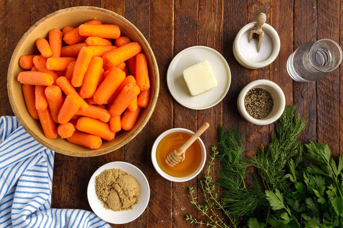 ingredients needed to make brown sugar honey glazed carrots