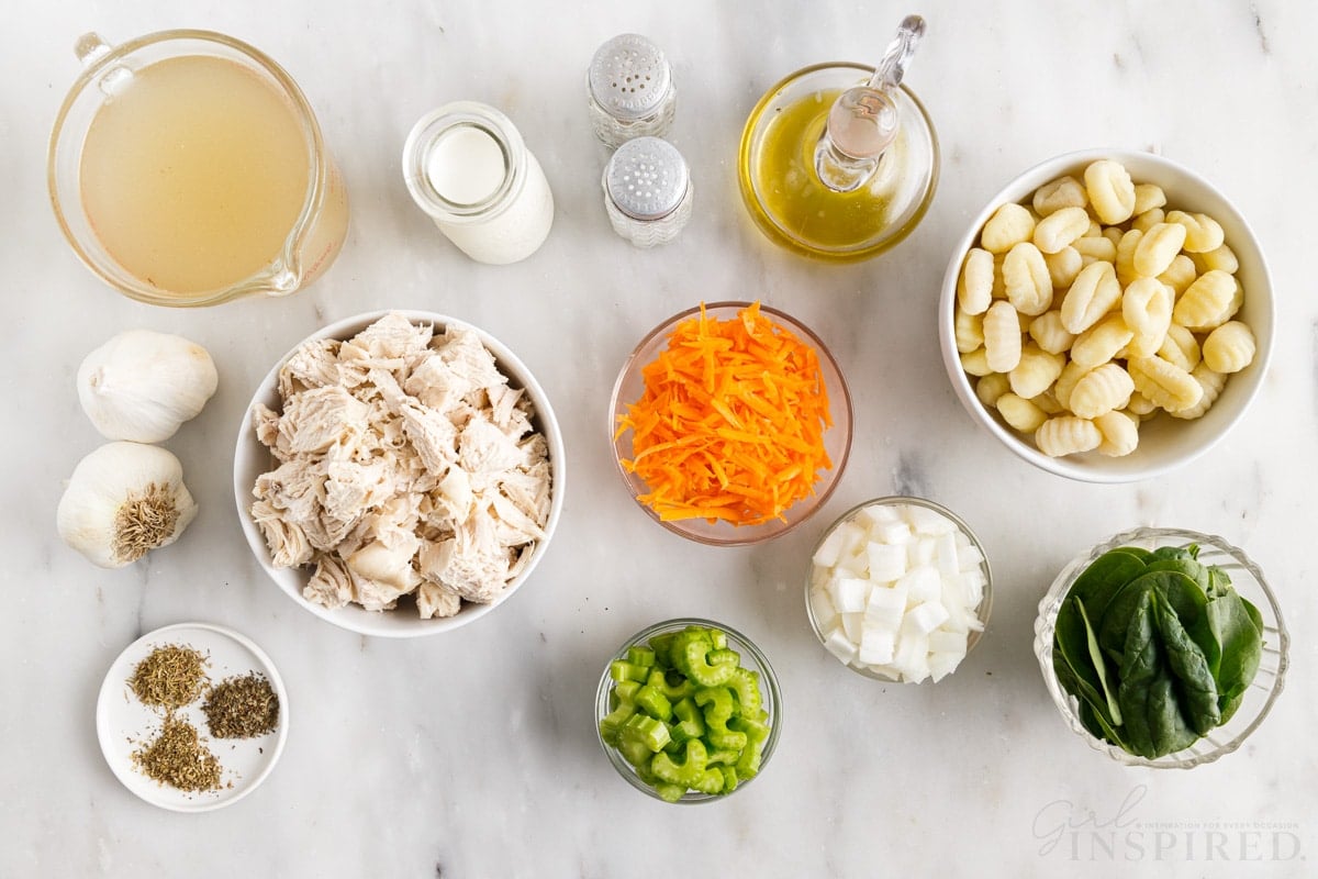 ingredients needed to make creamy chicken gnocchi soup