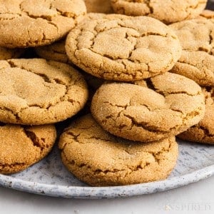a plate of molasses crinkle cookies