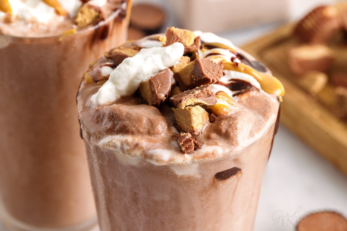 peanut butter frozen hot chocolate close up