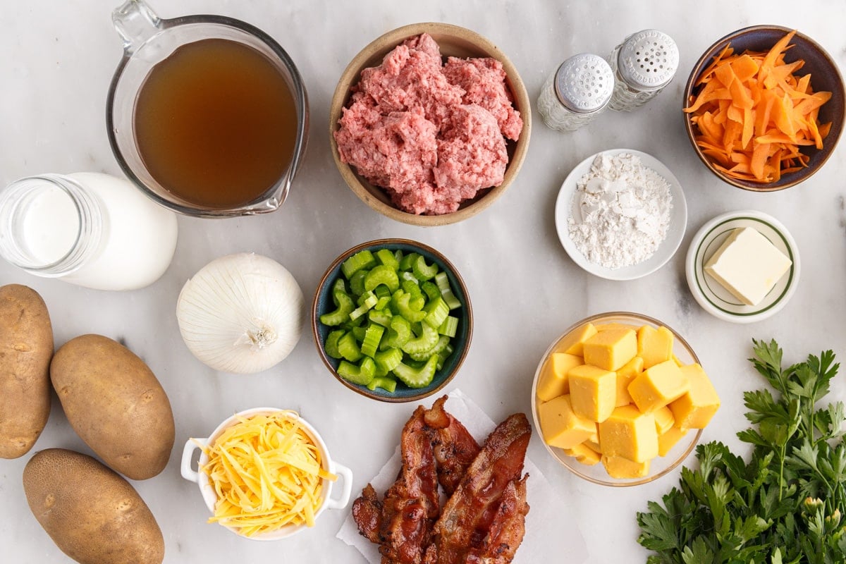 ingredients needed to make bacon cheeseburger soup